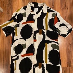 Zara Men’s Casual Relaxed Fit Button Down Top